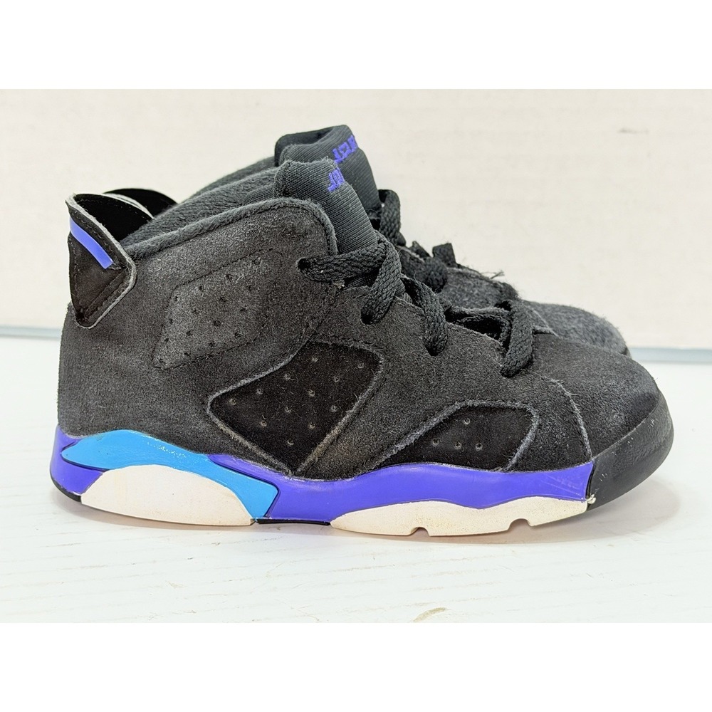Nike Jordan 6 Retro Aqua TD Size 8C Black Purple Sneaker Shoe Toddler DV3606-004